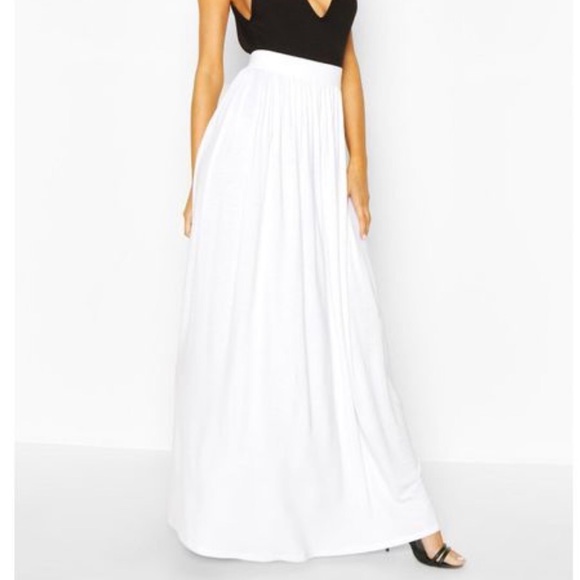 white jersey maxi skirt
